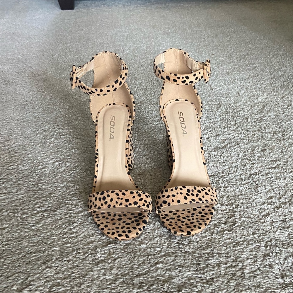 Soda cheetah block heels